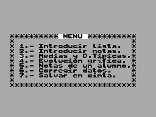 ZX GameBase Estadística_Escolar MicroHobby 1986